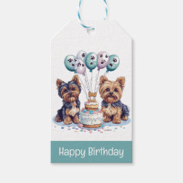 Etiquetas Para Regalos Feliz cumpleaños Yorkie Dog