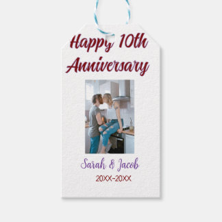 Etiquetas Para Regalos Feliz décimo aniversario foto boda apellido d