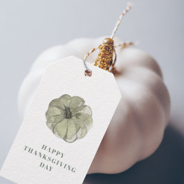 Etiquetas Para Regalos Feliz Día de Acción de Gracias | Calabaza verde