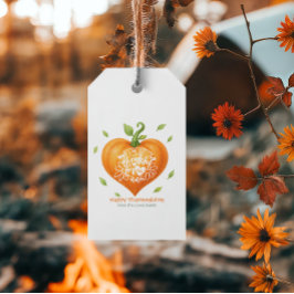 Etiquetas Para Regalos Feliz Día de Acción de Gracias Corazón Agradecido