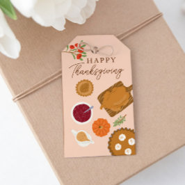 Etiquetas Para Regalos Feliz Día de Acción de Gracias Turquía cena rosa