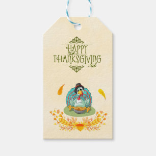 Etiquetas Para Regalos Feliz Día de Acción de Gracias Turquía comiendo pi