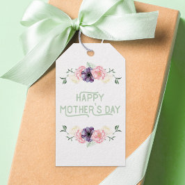 Etiquetas Para Regalos Feliz Día de la Madre Floral Rosa salvaje | Blanco