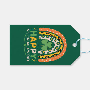 Etiquetas Para Regalos Feliz día de San Patricio Lindos Leopardos Arcoíri