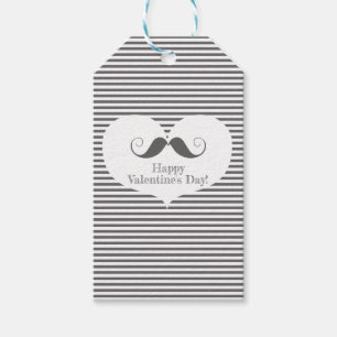 Etiquetas Para Regalos Feliz Día de San Valentín bigote divertido y rayas