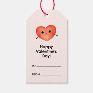 Etiquetas Para Regalos Feliz Día de San Valentín con corazón rojo