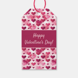 Etiquetas Para Regalos Feliz Día de San Valentín con corazones rosados ad