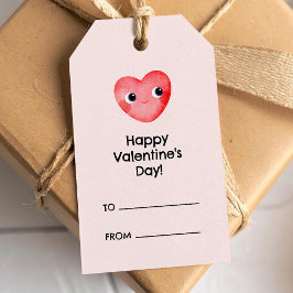 Etiquetas Para Regalos Feliz Día de San Valentín con un lindo corazón de