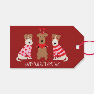 Etiquetas Para Regalos Feliz Día de San Valentín galés Wire Fox Terrier D