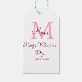 Etiquetas Para Regalos Feliz día de San Valentín monograma nombre rosa am