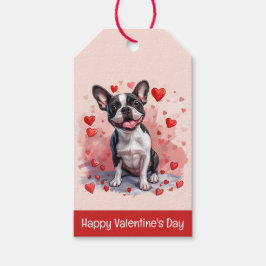 Etiquetas Para Regalos Feliz Día de San Valentín Perro Terrier de Boston