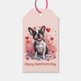 Etiquetas Para Regalos Feliz Día de San Valentín Perro Terrier de Boston