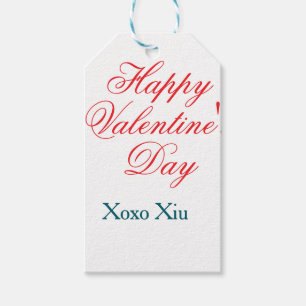 Etiquetas Para Regalos Feliz día de San Valentín rojo azul xoxo amor nomb