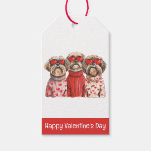 Etiquetas Para Regalos Feliz Día de San Valentín Shih Tzu Dogs