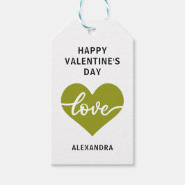 Etiquetas Para Regalos Feliz día de San Valentín verde amor simple corazó