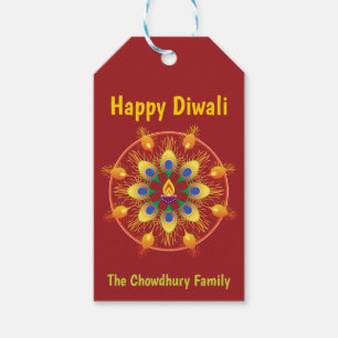 Etiquetas Para Regalos Feliz Diwali, textos personalizados, maroon / maro