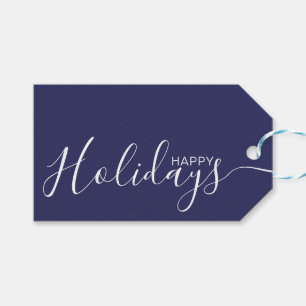 Etiquetas Para Regalos Feliz feriado Naval Azul Blanco Minimalista