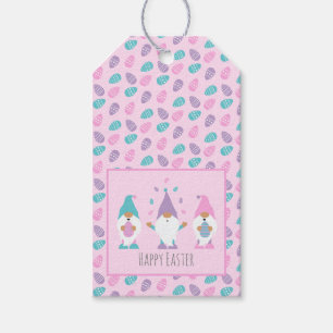 Etiquetas Para Regalos Feliz Gnome de Pascua jadeando huevos de Pascua
