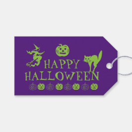 Etiquetas Para Regalos Feliz Halloween favores espeluznantes púrpura verd