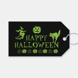 Etiquetas Para Regalos Feliz Halloween favores espeluznantes verdes y neg