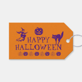 Etiquetas Para Regalos Feliz Halloween naranja morado espeluznante favore