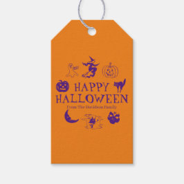 Etiquetas Para Regalos Feliz Halloween nombre personalizado naranja viole