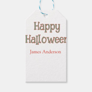 Etiquetas Para Regalos Feliz Halloween verde naranja pastel moderno trend