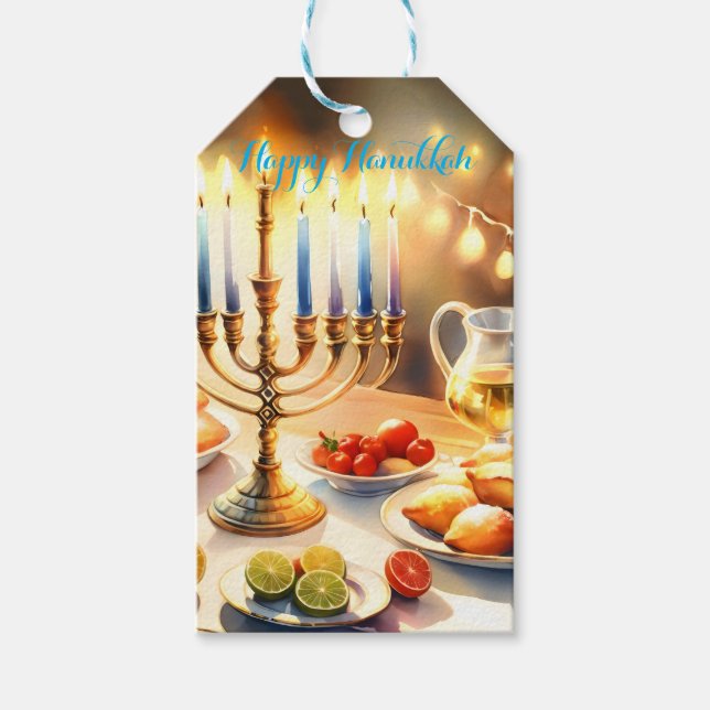 Etiquetas Para Regalos Feliz Hanukkah (Anverso)