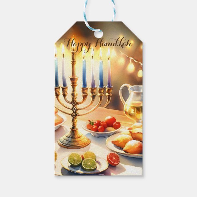 Etiquetas Para Regalos Feliz Hanukkah (Anverso)