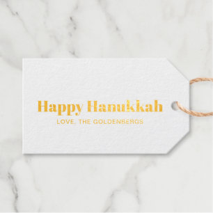 Etiquetas Para Regalos Feliz Hanukkah azul blanco minimalista personaliza
