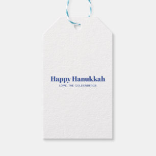 Etiquetas Para Regalos Feliz Hanukkah azul blanco simple personalizado mi