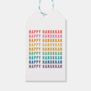 Etiquetas Para Regalos Feliz Hanukkah   Tipografía de los colores del arc