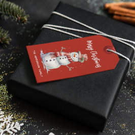 Etiquetas Para Regalos Feliz hombre de nieve Feliz Personalizado navideño
