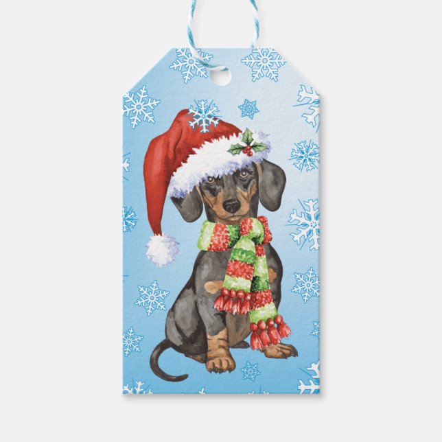Etiquetas Para Regalos Feliz Howlidays Dachshund (Anverso)