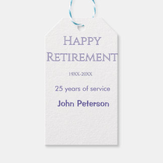 Etiquetas Para Regalos Feliz jubilación gris nombre año años de servicio
