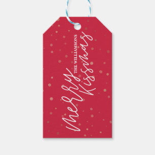 Etiquetas Para Regalos Feliz Kissmas navidad rojo y blanco del   de la