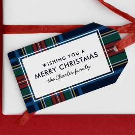 Etiquetas Para Regalos Feliz Navidad a cuadros festivos