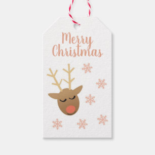 Etiquetas Para Regalos Feliz Navidad a los renos oro rosado