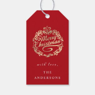 Etiquetas Para Regalos Feliz Navidad A Nombrar A Wreath Royal Red Gold