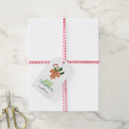 Etiquetas Para Regalos Feliz Navidad acuarela Candy Cane personalizado