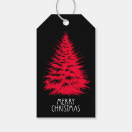 Etiquetas Para Regalos Feliz Navidad Árbol de Navidad Rojo Chic Distorsio