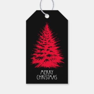 Etiquetas Para Regalos Feliz Navidad Árbol de Navidad Rojo Chic Distorsio