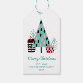 Etiquetas Para Regalos Feliz Navidad | Árbol Navideño Caprichoso y Acoged