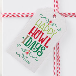 Etiquetas Para Regalos Feliz Navidad Aullidos Huellas de Mascotas Perro N