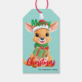 Etiquetas Para Regalos Feliz Navidad Bebé Kangaroo Santa Scarf