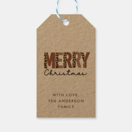 Etiquetas Para Regalos "Feliz Navidad" Bloque de color moderno Leopard Bo