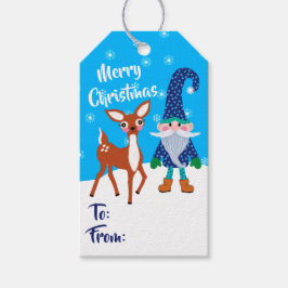 Etiquetas Para Regalos Feliz Navidad Blue Snflakes Gnome Cute Deer