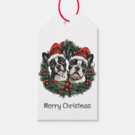 Etiquetas Para Regalos Feliz Navidad Boston Terrier Perros de Navidad Wre