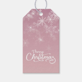 Etiquetas Para Regalos Feliz Navidad Copos de nieve Fiesta rosa