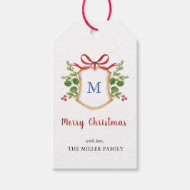 Etiquetas Para Regalos Feliz Navidad Cresta de Monograma Fiesta